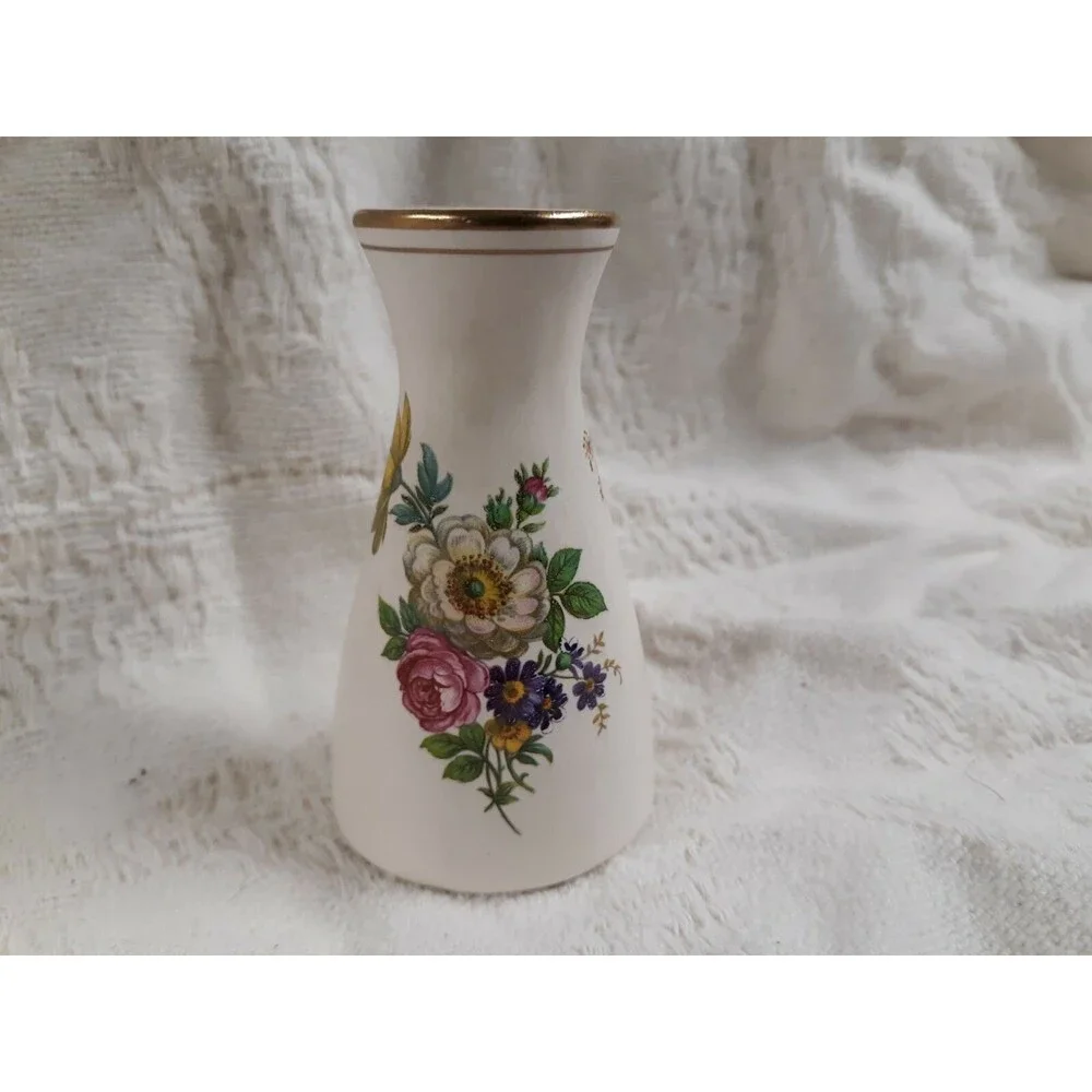 Vintage FLORA KERAMIEK GOUDA Mini Bud Vase Floral Pattern HOLLAND Pottery Vase